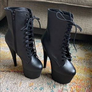 Dolls Kill faux leather heeled boots